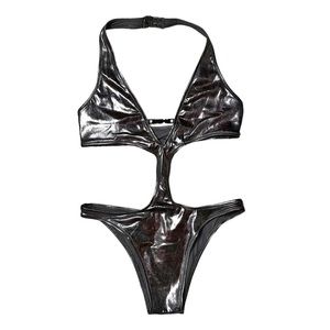 Skims metallic Halter monokini